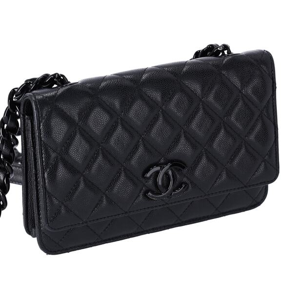 Chanel My Everything Wallet On Chain WOC Caviar Quilted So Black - Picture 6 of 8